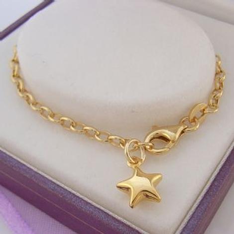 9ct Gold Lucky Star Charm Belcher Bracelet