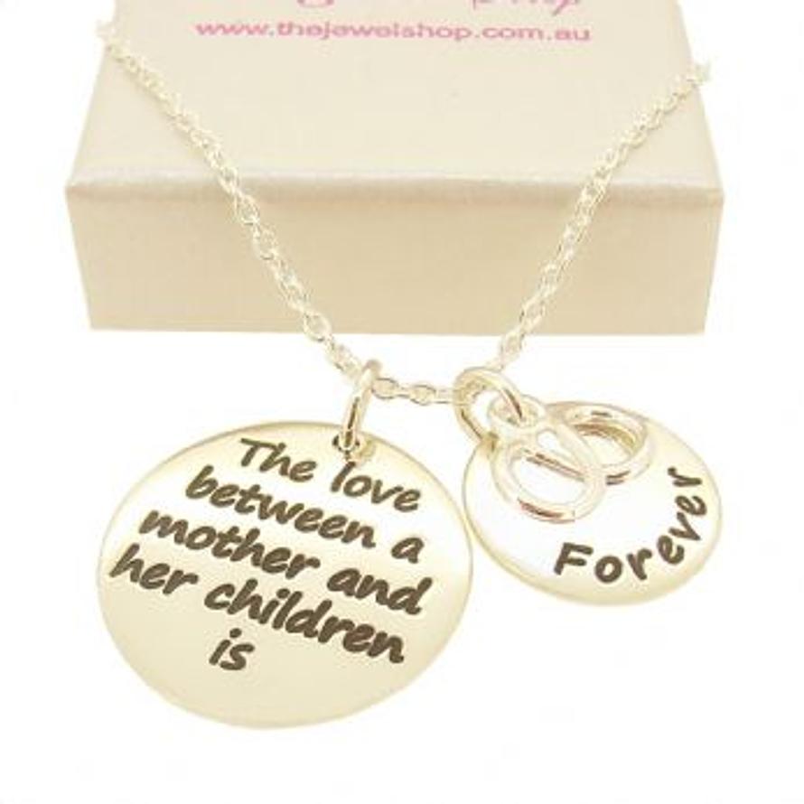 16mm and 22mm Mothers Love MESSAGE COINS INFINITY INFINITE LOVE CHARM PENDANT NECKLACE