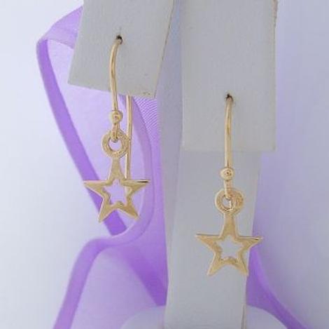 9ct Gold Open Star Charm Hook Earrings