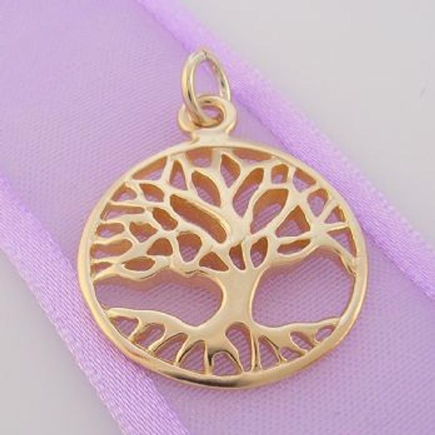 SOLID 9CT YELLOW GOLD 20mm TREE OF LIFE CHARM PENDANT - 9Y_HRKB48