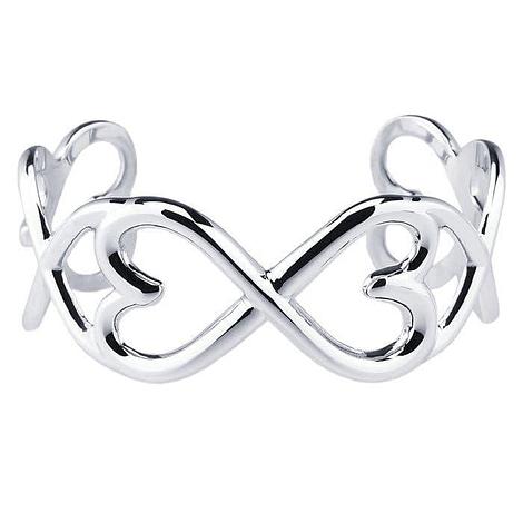 Sterling Silver Heart Infinity Symbol Design Forever Cuff Bangle