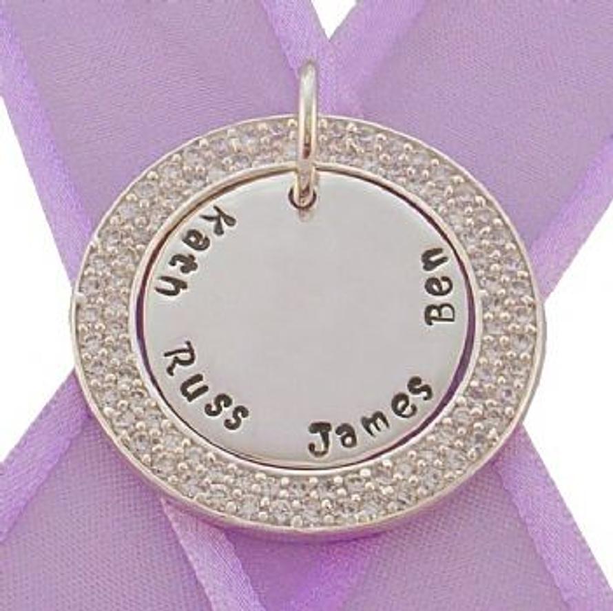 34mm CZ CIRCLE OF LIFE PERSONALISED 23mm CHARM NAME PENDANT -P6083CZ-23mmP