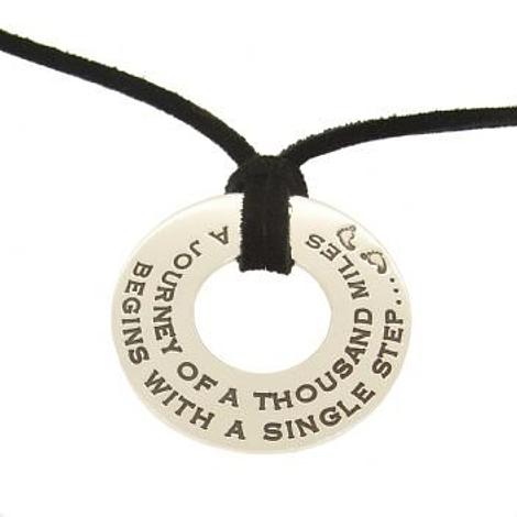 35mm Unisex Personalised Family Circle of Life Name Message Pendant Black Suede Necklace