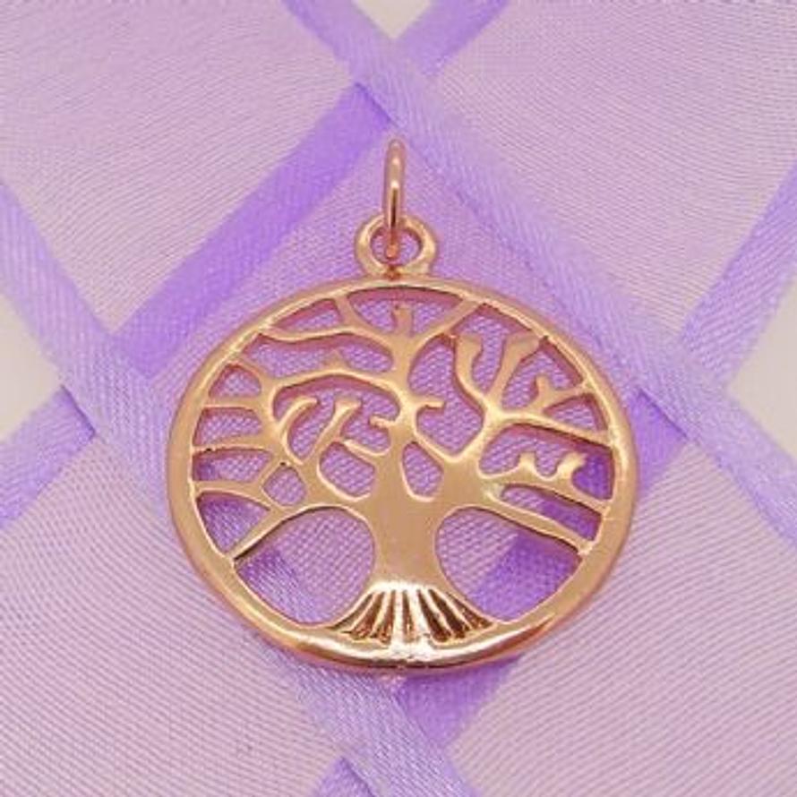 SOLID 9CT ROSE GOLD 22mm TREE OF LIFE CHARM PENDANT - 9R_HRKB114