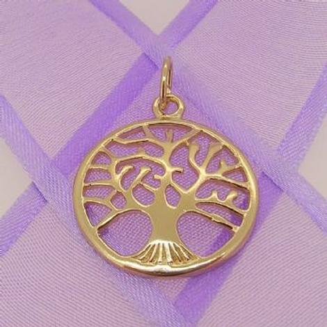Solid 9ct Yellow Gold 22mm Tree of Life Charm Pendant - 9y Hrkb114