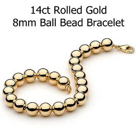 14ct Rolled Gold 8mm Ball Bead Bracelet