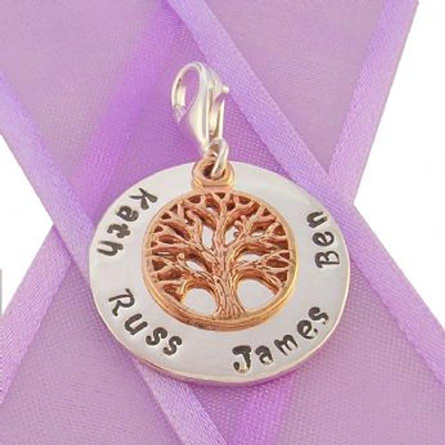 23mm ROUND PERSONALISED CIRCLE TREE OF LIFE NAME PENDANT -CH-23mm-KB52-9R