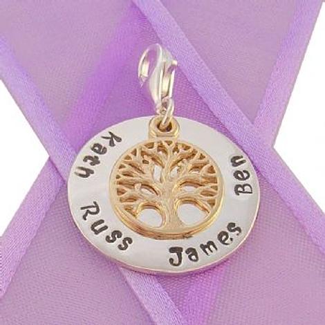 23mm Round Personalised Circle Tree of Life Name Pendant -Ch-23mm-Kb52-9y