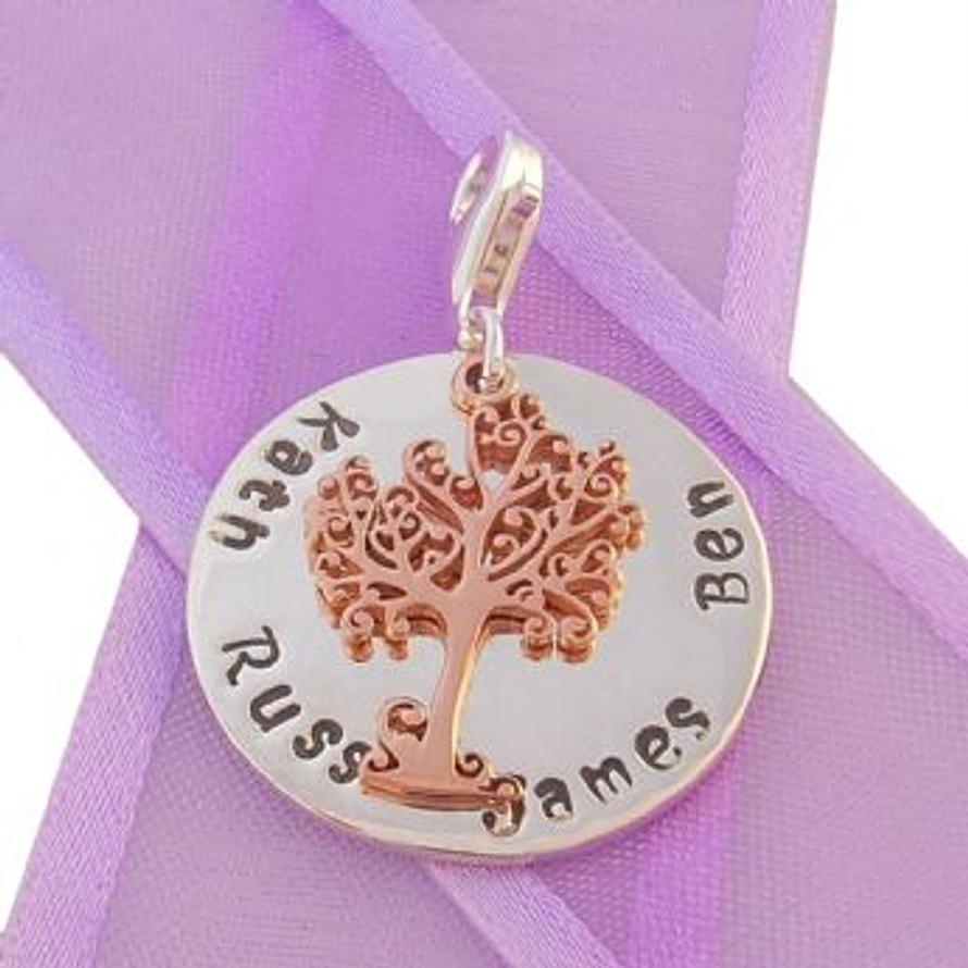 23mm ROUND PERSONALISED TREE OF LIFE NAME PENDANT -CH-23mm-KB60-9R