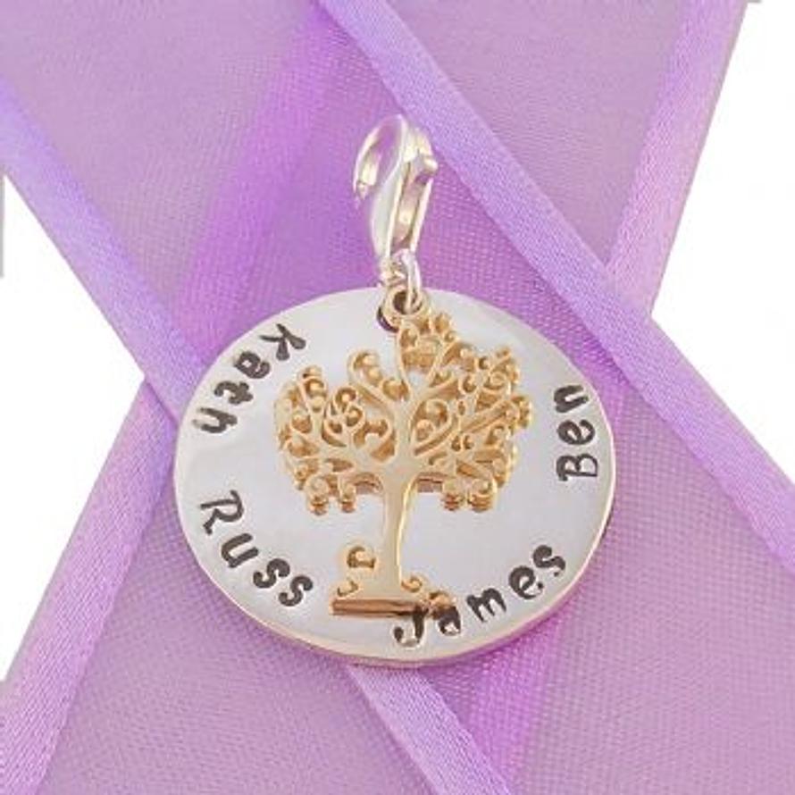23mm ROUND PERSONALISED TREE OF LIFE NAME PENDANT -CH-23mm-KB60-9Y
