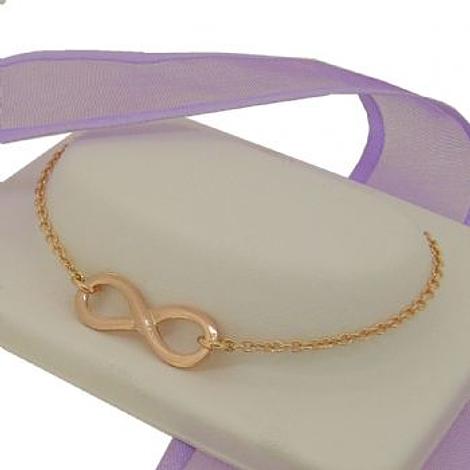9ct Rose Gold 23mm Infinity Symbol Design Charm Pendant Bracelet