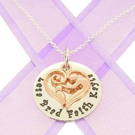 23mm Round Personalised Mother Baby Child Name Pendant Cable Necklace