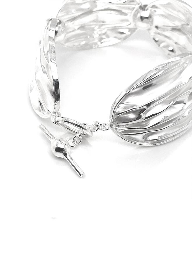 Waves of Love Sterling Silver 29mm Wide Toggle Bracelet