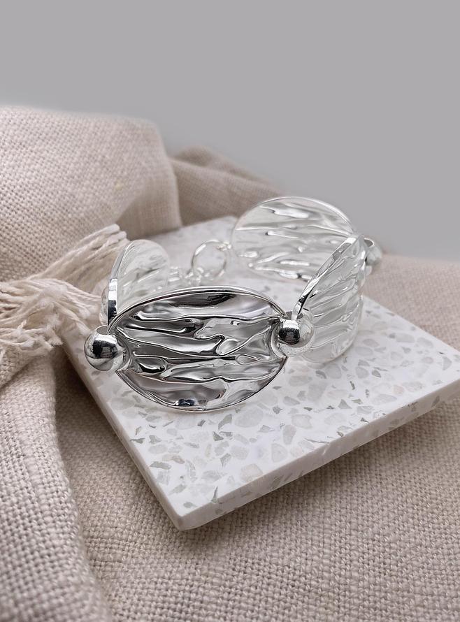 Waves of Love Sterling Silver 29mm Wide Toggle Bracelet
