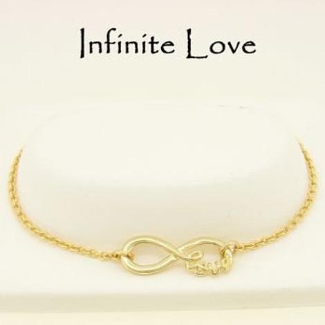 9ct Yellow Gold 23mm Infinite Love Infinity Symbol Design Charm Bracelet