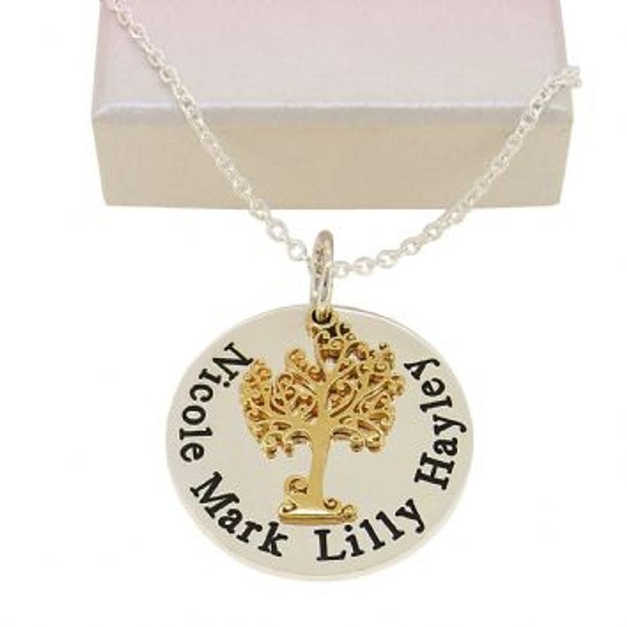 25mm ROUND PERSONALISED TREE OF LIFE NAME PENDANT