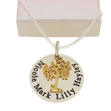 25mm Round Personalised Tree of Life Name Pendant
