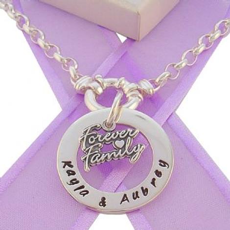 28mm Circle of Life Personalised Family Forever Charm Name Pendant Necklace -28mmfp136-Ti-09710-Bo3