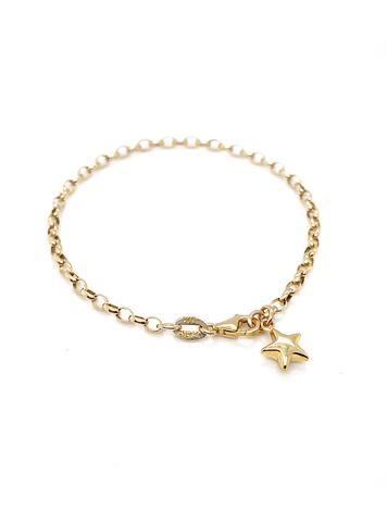 Adjustable Size Belcher 9ct Gold Star Charm Bracelet