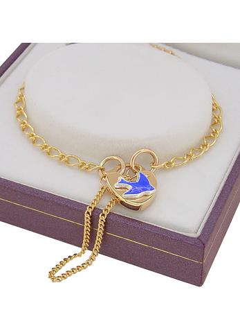 Bluebird of Happiness Figaro Curb Padlock Charm Bracelet 9ct Gold