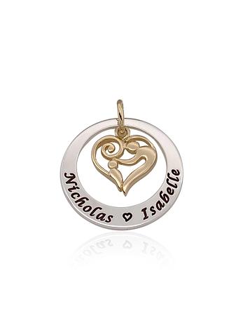 29mm Circle of Life 9ct Gold Mother Baby Love Heart Personalised Family Name Pendant