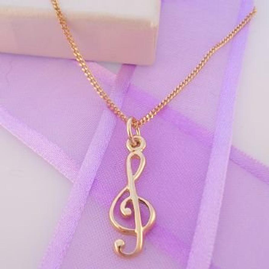 9CT GOLD MUSIC TREBLE NOTE CHARM NECKLACE -9Y-HR60-CD40