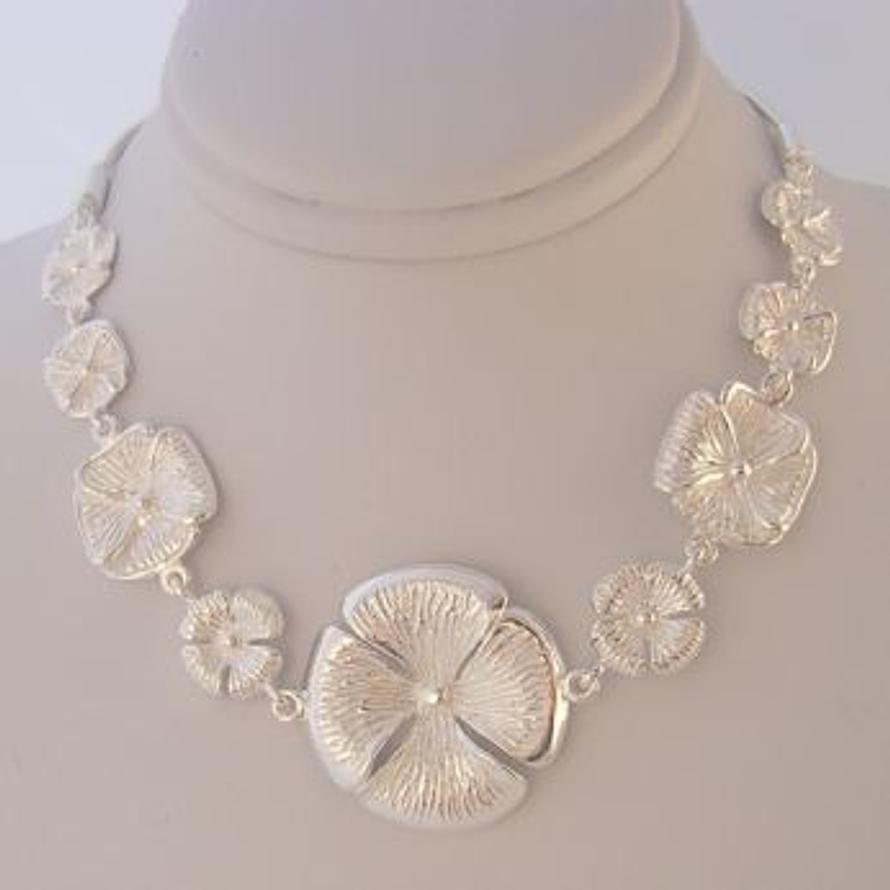 PASTICHE STERLING SILVER 25mm FLOWER CHARM NECKLACE -J615_40