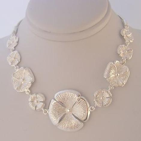 Pastiche Sterling Silver 25mm Flower Charm Necklace