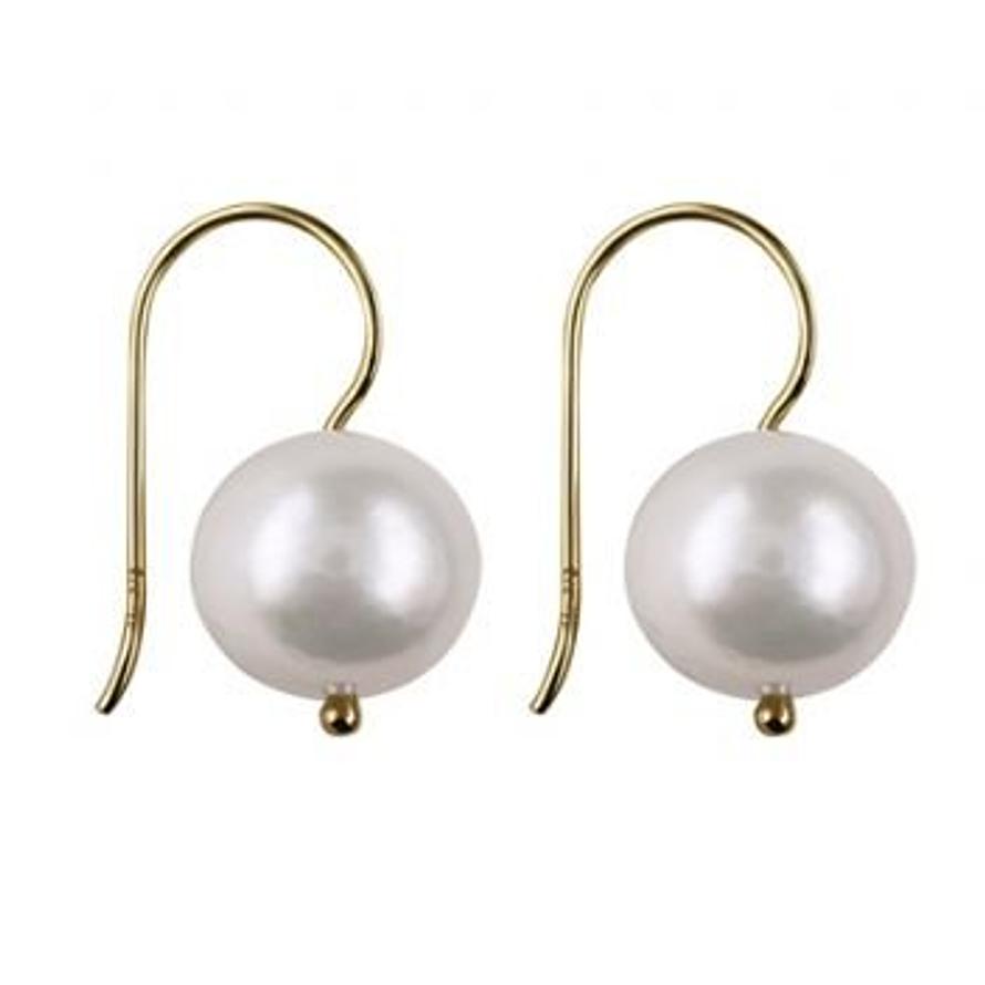9CT GOLD LARGE 13mm FRESHWATER CULTURED PEARL EARRINGS