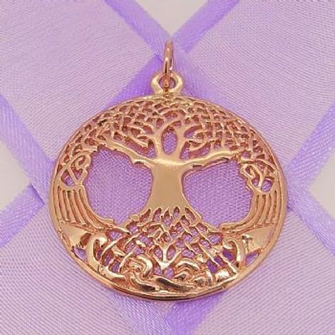 Solid 9ct Rose Gold 27mm Celtic Tree of Life Charm Pendant - 9r Hrkb121
