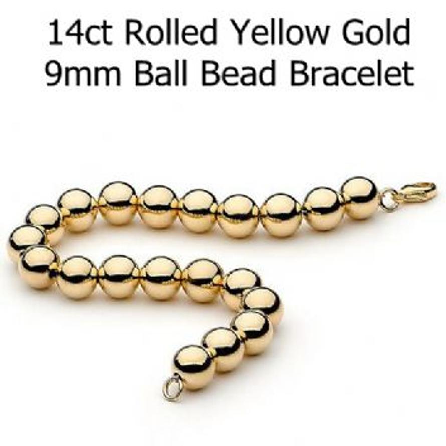 14CT ROLLED GOLD 9mm BALL BEAD BRACELET -BLET-14RG-9mmYG
