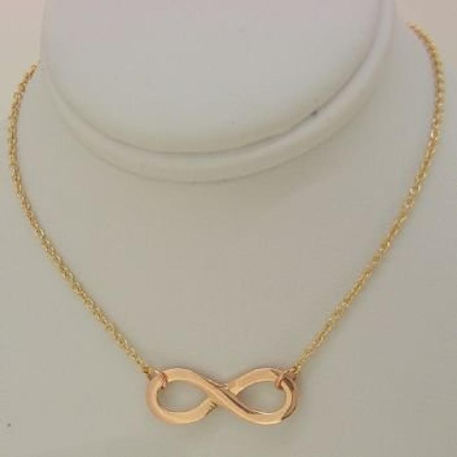 9CT ROSE GOLD 23mm INFINITY SYMBOL DESIGN CHARM NECKLACE