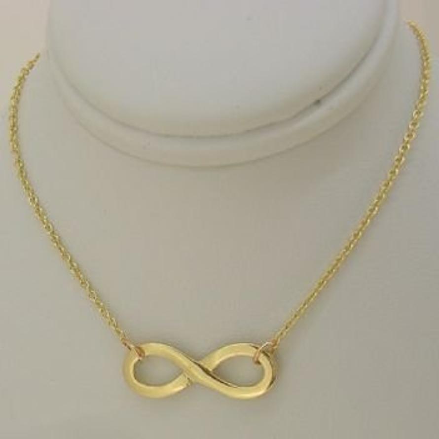 9CT YELLOW GOLD 23mm INFINITY SYMBOL DESIGN CHARM NECKLACE