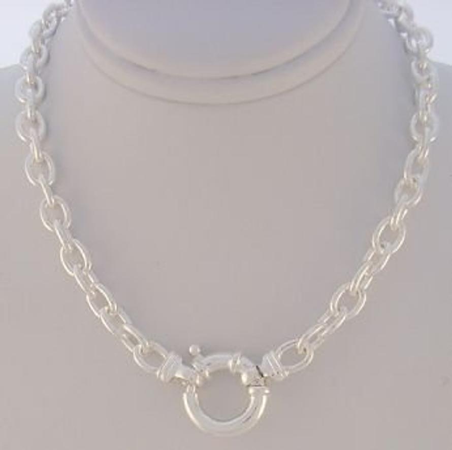 STERLING SILVER 6mm CABLE BOLT RING NECKLACE -NLET_SS_CA150