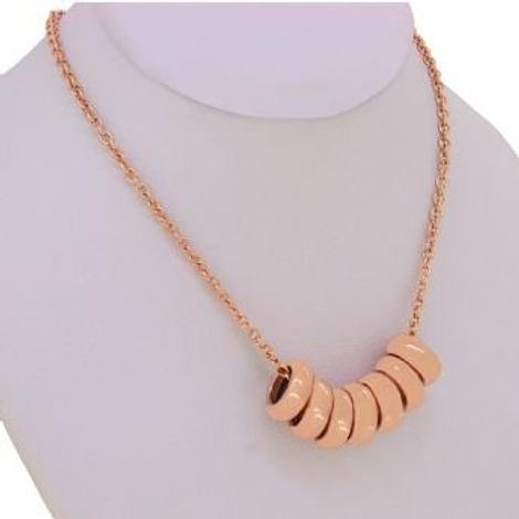 9ct Rose Gold 7 Seven Lucky Rings Charm Necklace