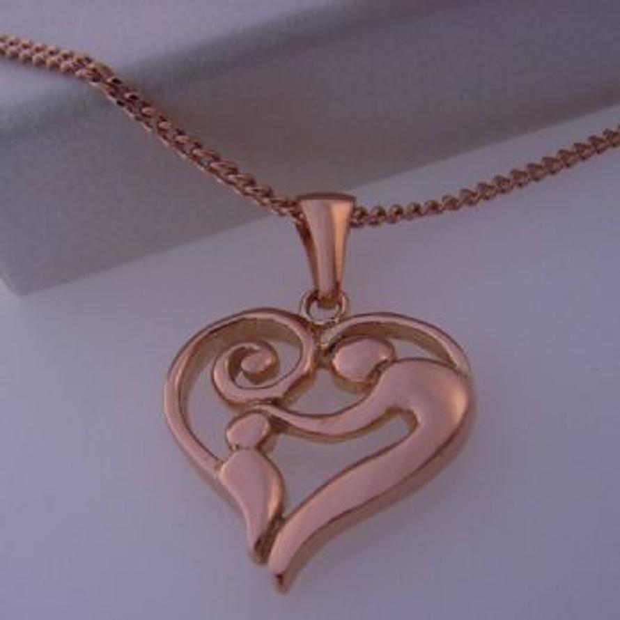 9CT ROSE GOLD 16mm MOTHER BABY CHARM PENDANT NECKLACE -9R_KB_ MOTHER CHILD