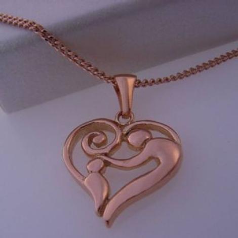 9ct Rose Gold 16mm Mother Baby Charm Pendant Necklace