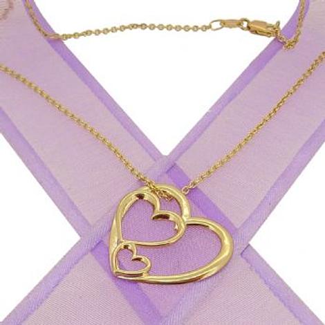 9ct Gold Trilogy of Hearts Charm Necklace