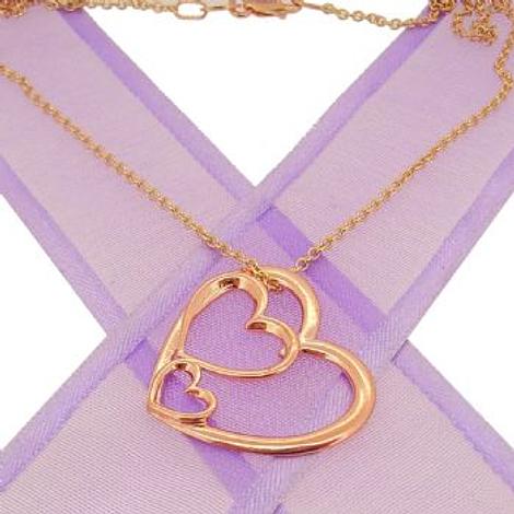 9ct Rose Gold Trilogy of Hearts Charm Necklace
