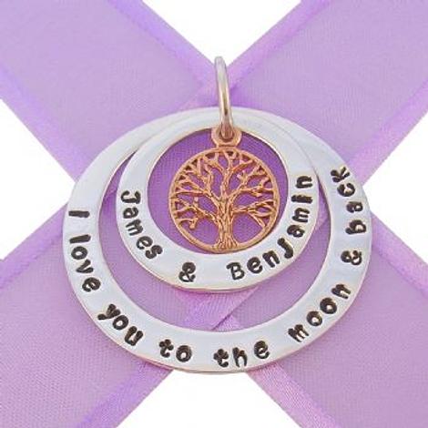 25mm & 38mm Circle of Life Personalised Rose Gold Tree of Life Name Pendant -25mm-38mm-Kb57-70-Kb52-9r