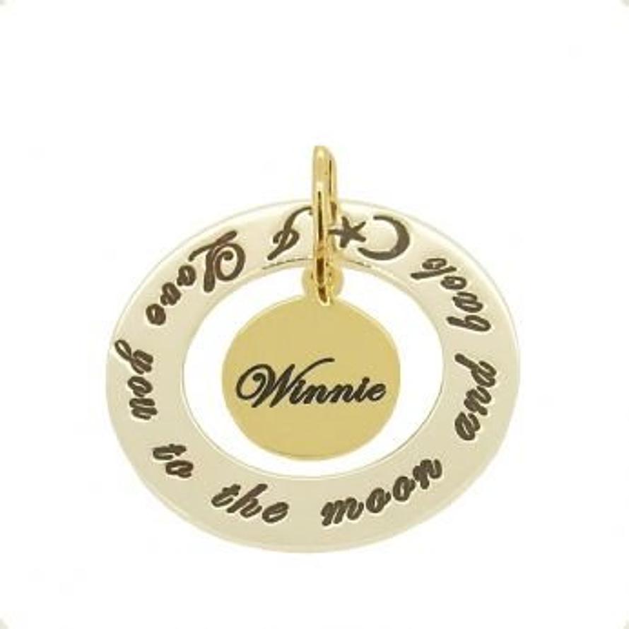 12mm 9CT GOLD COIN 28mm CIRCLE OF LIFE PERSONALISED NAME PENDANT