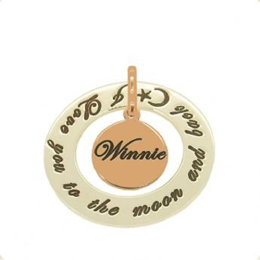 12mm 9CT ROSE GOLD COIN 28mm CIRCLE OF LIFE PERSONALISED NAME PENDANT