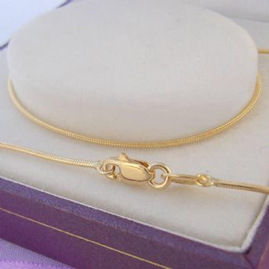 5g 9CT YELLOW GOLD 1.2mm SNAKE RATSTAIL NECKLACE CHAIN 45cm -NLET_9Y_0006