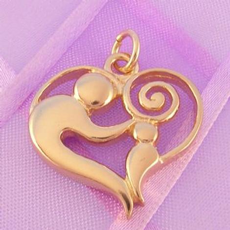Solid 23mm 9ct Gold Mother Baby Child Charm Pendant - 9y Hrkb69