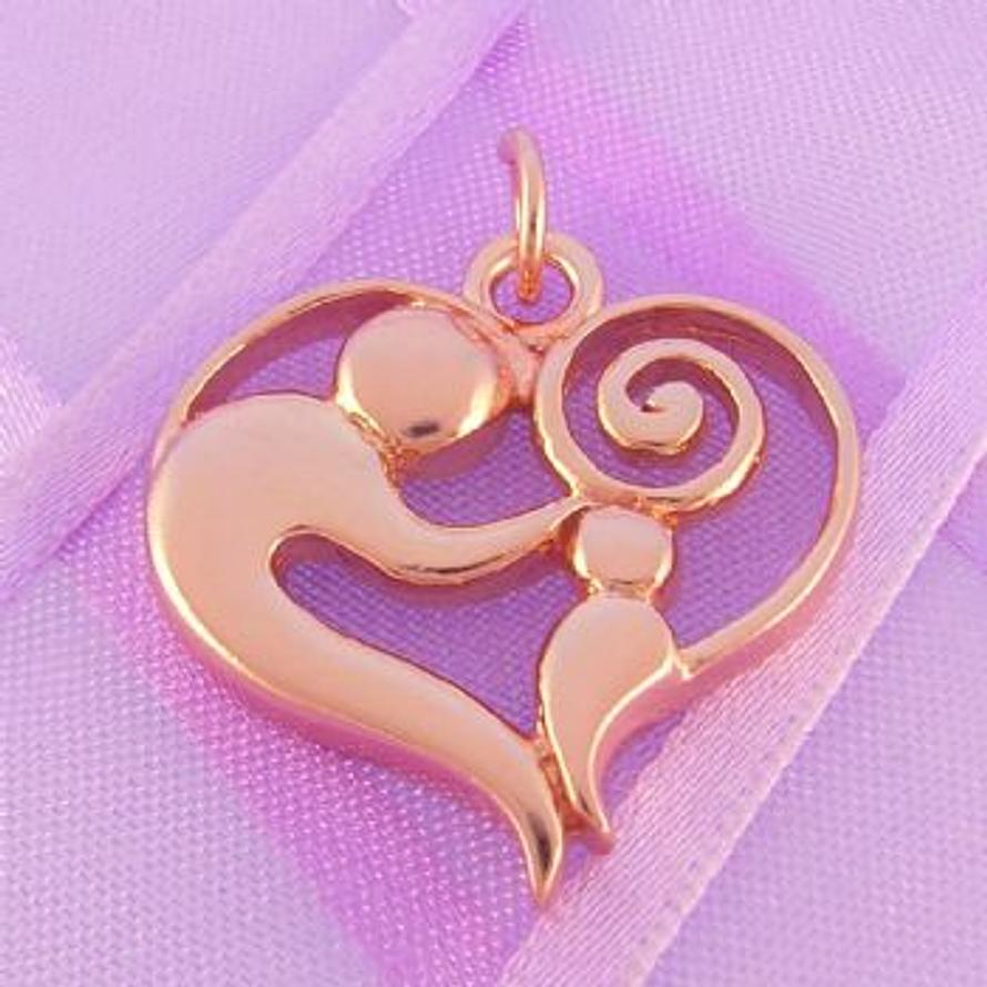 SOLID 23mm 9CT ROSE GOLD MOTHER BABY CHILD CHARM PENDANT - 9R_HRKB69
