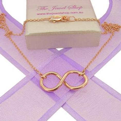 9ct Rose Gold Infinity Symbol Design Charm Pendant Necklace