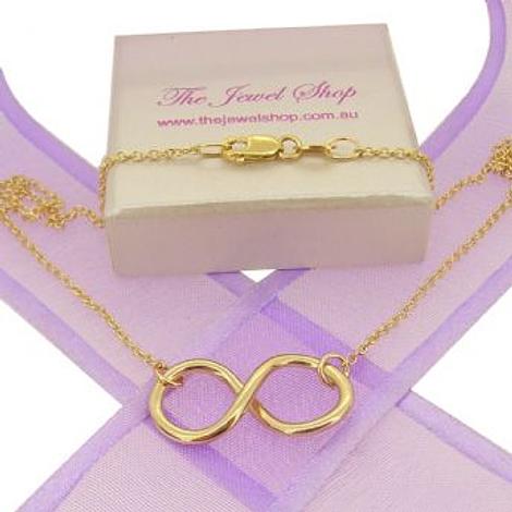9ct Yellow Gold Infinity Symbol Design Charm Pendant Necklace