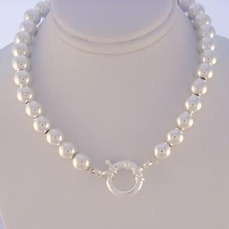 Sterling Silver 8mm Ball Bead Bolt Ring Necklace
