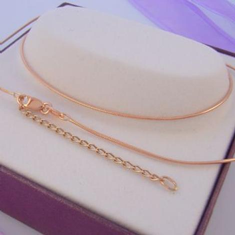 9ct Rose Gold Snake Rats Tail Necklace 45cm-50cm