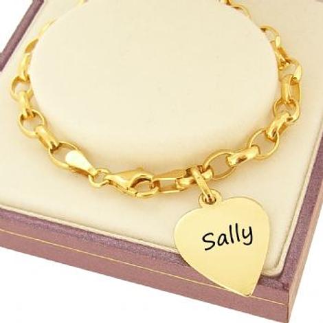 9ct Gold Love Heart Personalised Bracelet